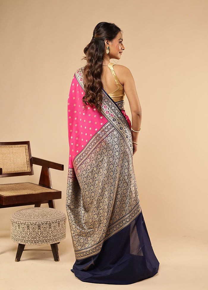 Pink Dupion Silk Saree With Blouse Piece