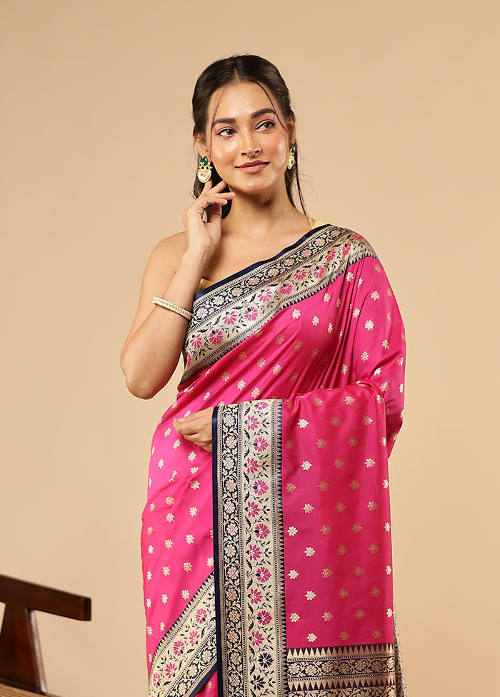 Pink Dupion Silk Saree With Blouse Piece