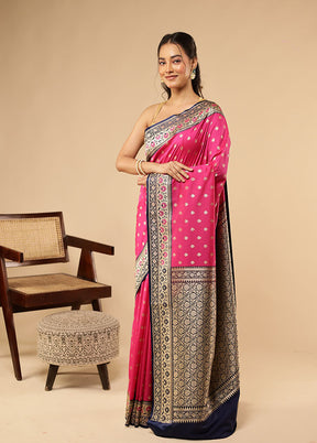 Pink Dupion Silk Saree With Blouse Piece