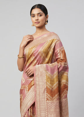 Yellow Handloom Tussar Pure Silk Saree With Blouse Piece