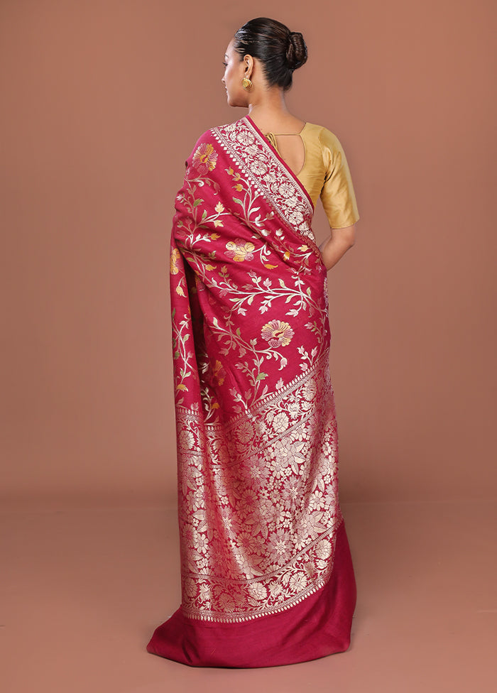 Red Tussar Pure Silk Saree With Blouse Piece