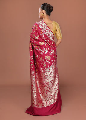 Red Tussar Pure Silk Saree With Blouse Piece
