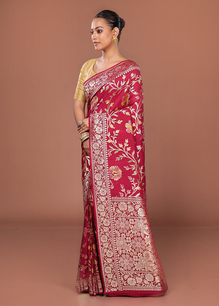Red Tussar Pure Silk Saree With Blouse Piece