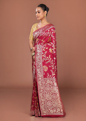 Red Tussar Pure Silk Saree With Blouse Piece