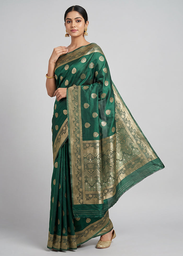 Green Dupion Silk Saree With Blouse Piece