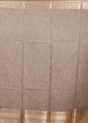 Cream Tussar Silk Saree With Blouse Piece