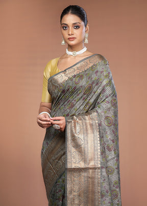 Green Tussar Silk Saree With Blouse Piece