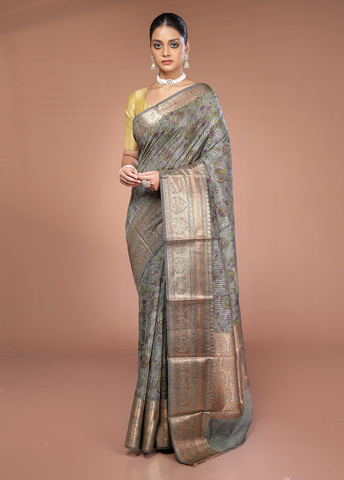 Green Tussar Silk Saree With Blouse Piece