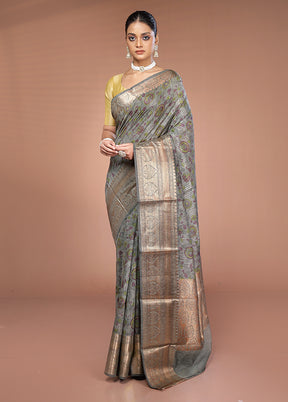 Green Tussar Silk Saree With Blouse Piece