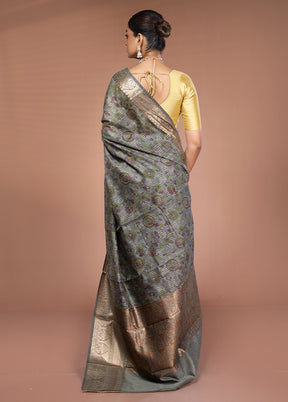 Green Tussar Silk Saree With Blouse Piece