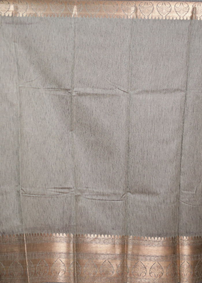 Green Tussar Silk Saree With Blouse Piece