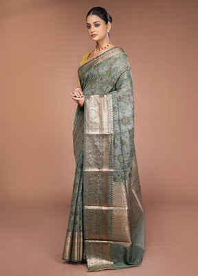Green Tussar Silk Saree With Blouse Piece