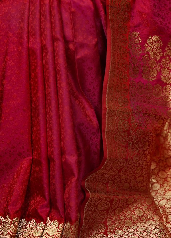 Pink Handloom Tanchoi Pure Silk Saree With Blouse Piece