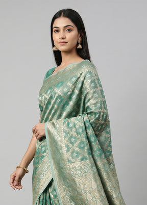 Green Tissue Silk Saree With Blouse Piece