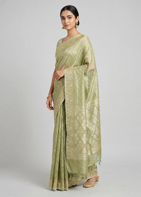 Green Tissue Silk Saree With Blouse Piece