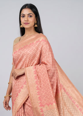 Pink Pure Cotton Saree With Blouse Piece