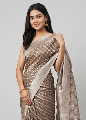 Cream Kora Silk Saree With Blouse Piece