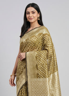 Green Kora Silk Saree With Blouse Piece