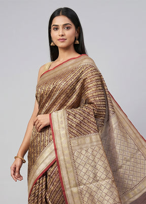 Cream Kora Silk Saree With Blouse Piece