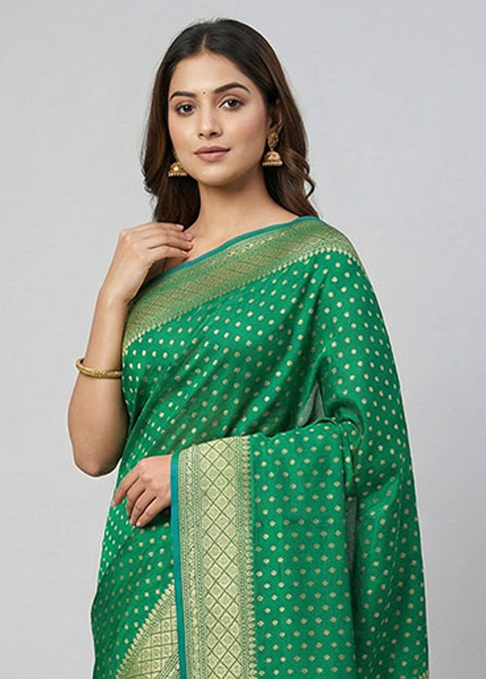 Green Kora Silk Saree With Blouse Piece