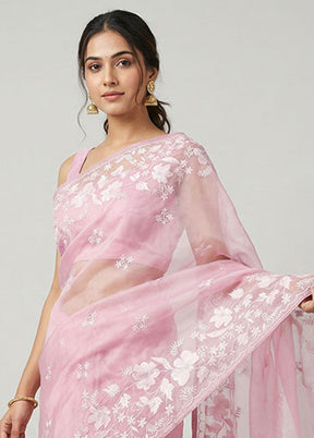 Purple Organza Saree With Blouse Piece