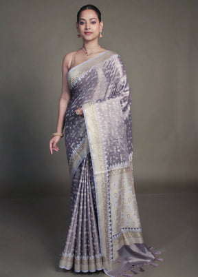 Purple Tissue Silk Saree With Blouse Piece