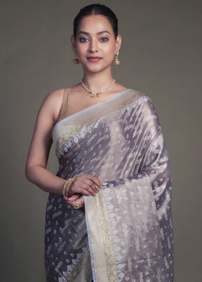 Purple Tissue Silk Saree With Blouse Piece