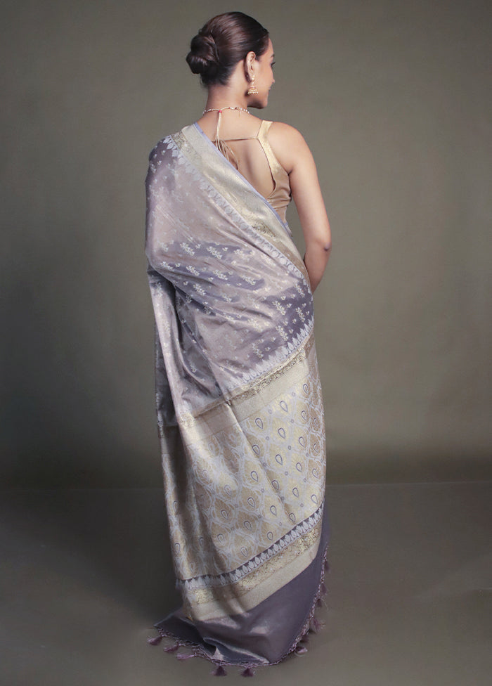 Purple Tissue Silk Saree With Blouse Piece