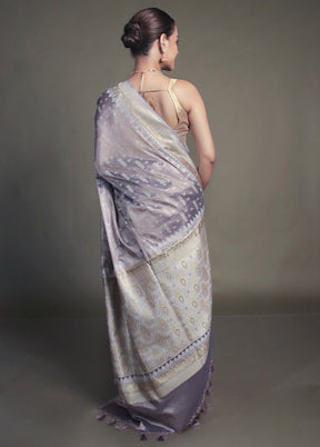 Purple Tissue Silk Saree With Blouse Piece