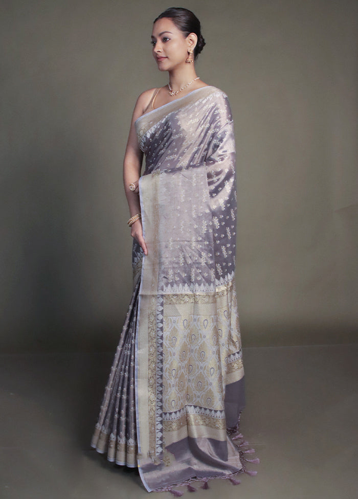 Purple Tissue Silk Saree With Blouse Piece