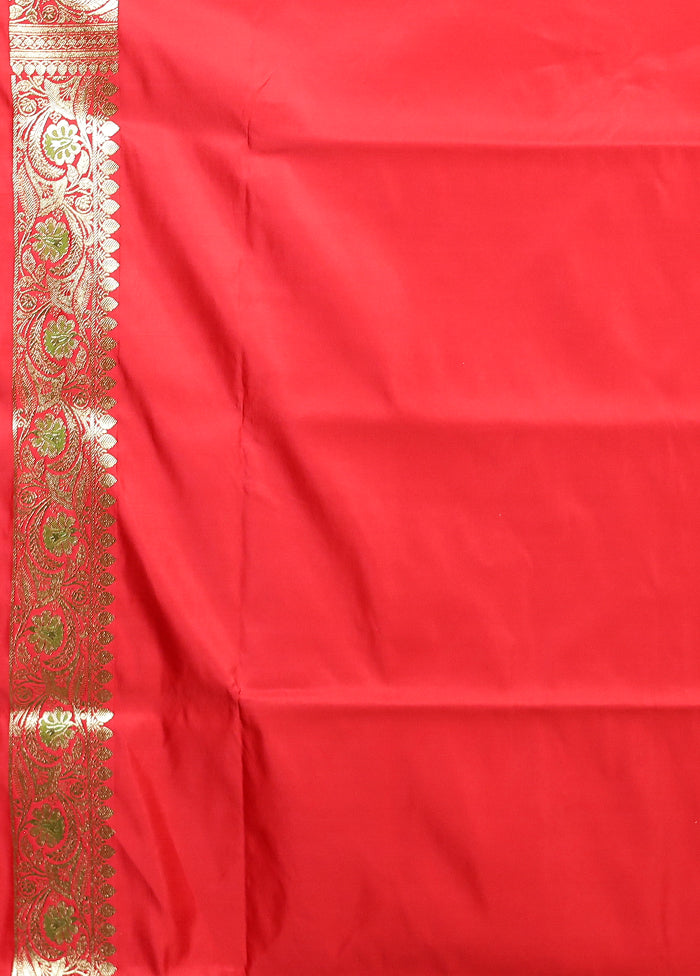 Red Banarasi Silk Saree With Blouse Piece