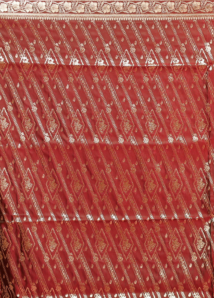Maroon Banarasi Silk Saree With Blouse Piece