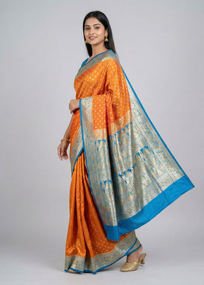 Yellow Handloom Banarasi Pure Silk Saree With Blouse Piece