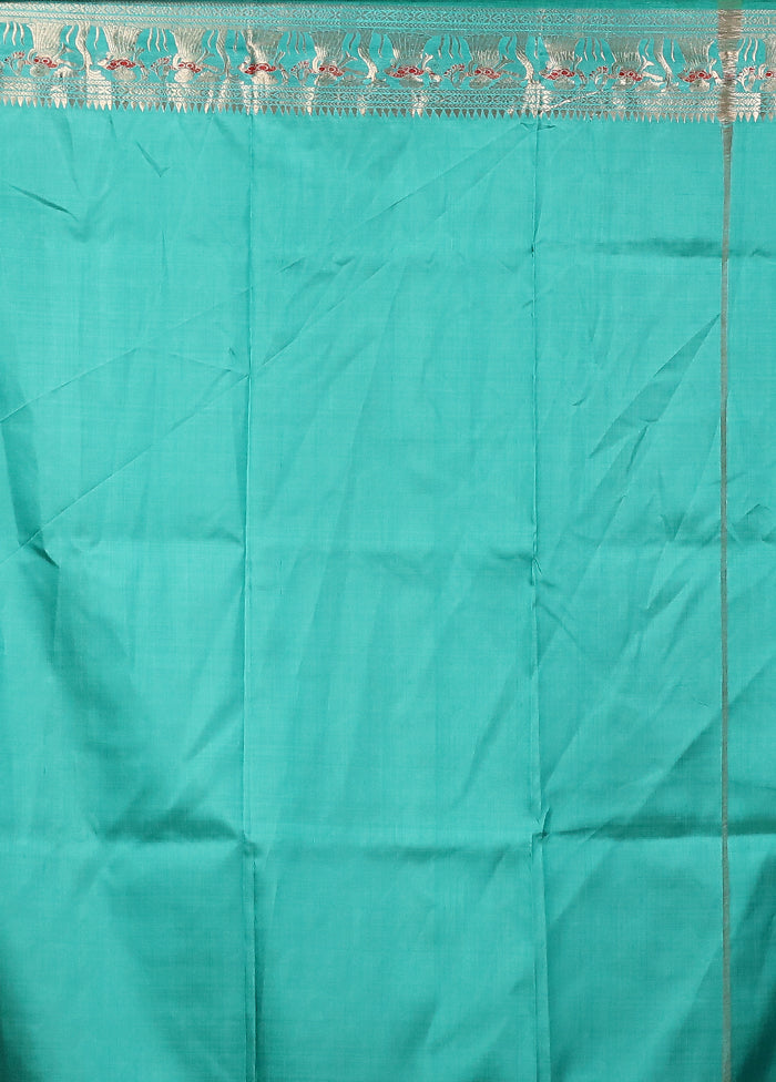 Green Handloom Baluchari Pure Silk Saree With Blouse Piece