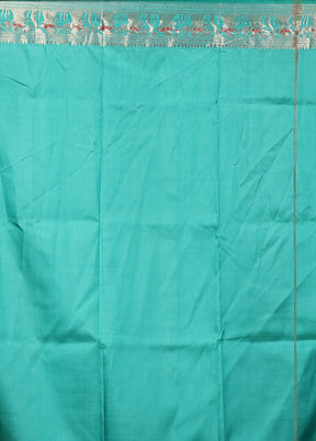 Green Handloom Baluchari Pure Silk Saree With Blouse Piece