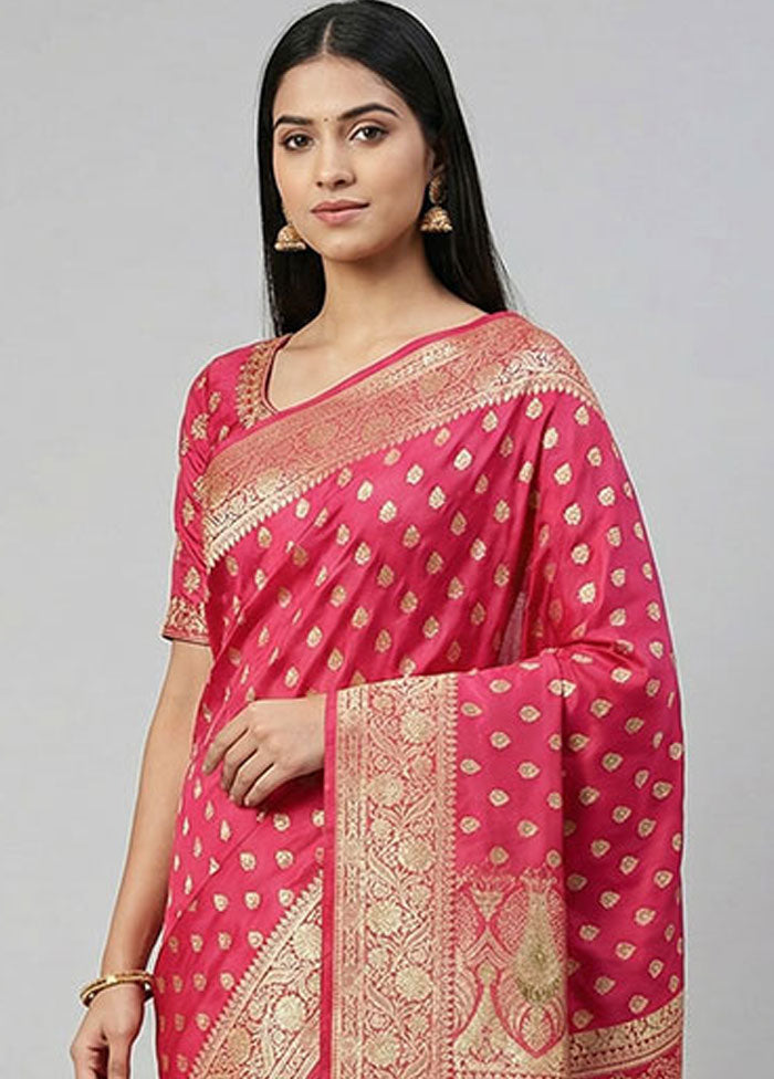 Red Handloom Banarasi Pure Silk Saree With Blouse Piece