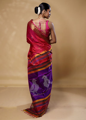 Red Kalakshetra Silk Saree With Blouse Piece