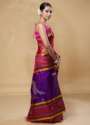 Red Kalakshetra Silk Saree With Blouse Piece