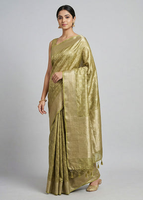 Green Tissue Silk Saree With Blouse Piece