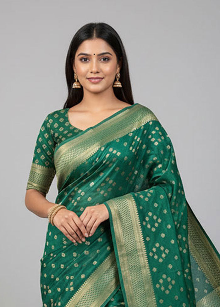 Green Organza Saree With Blouse Piece