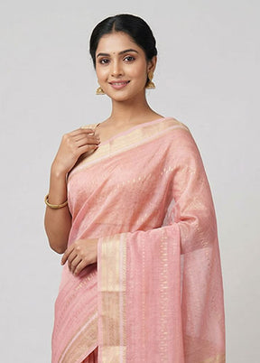 Pink Cotton Saree With Blouse Piece