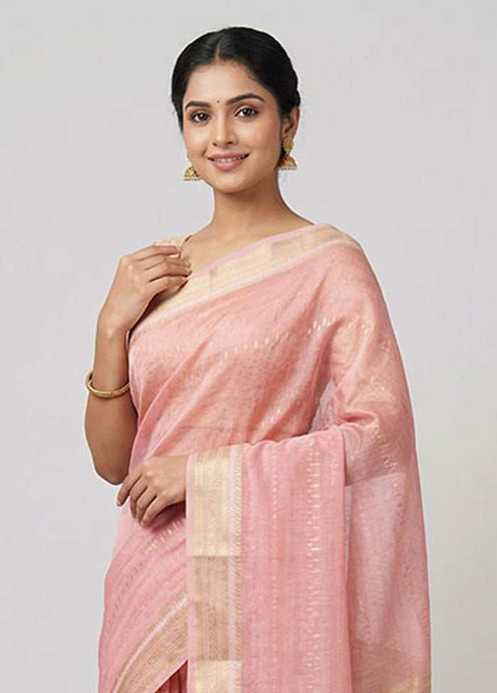 Pink Cotton Saree With Blouse Piece