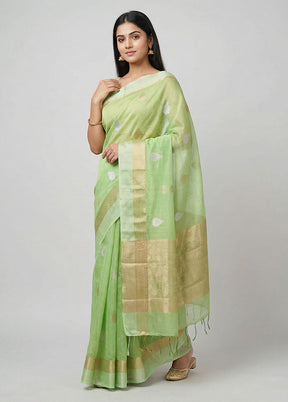 Green Organza Saree With Blouse Piece