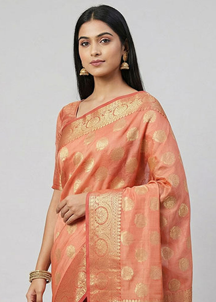 Pink Cotton Saree With Blouse Piece