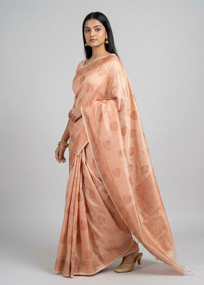 Cream Tissue Silk Saree With Blouse Piece