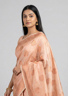 Cream Tissue Silk Saree With Blouse Piece