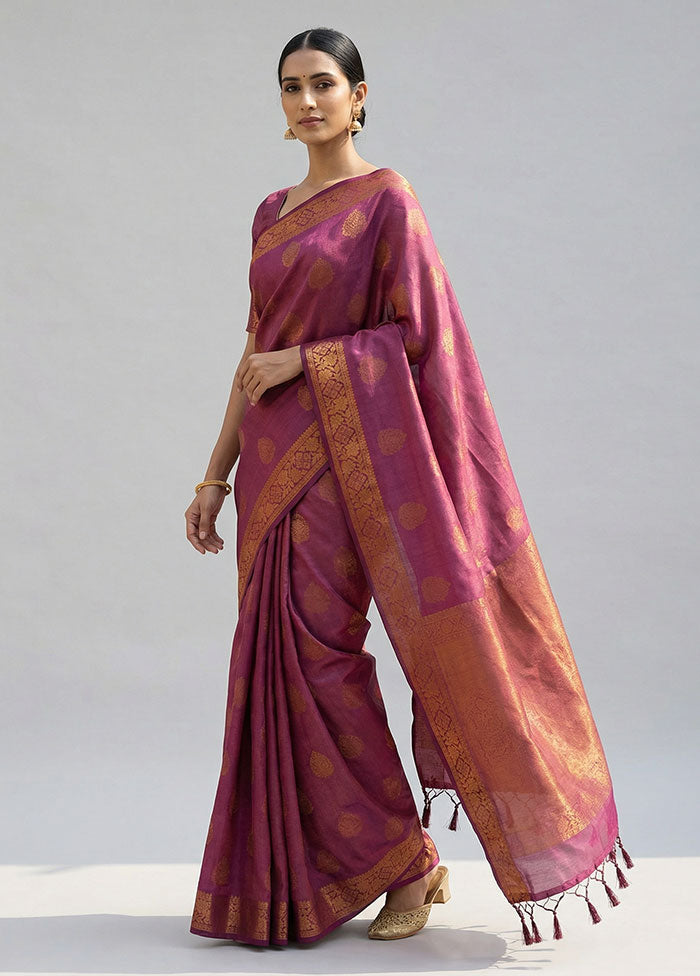 Purple Tissue Silk Saree With Blouse Piece