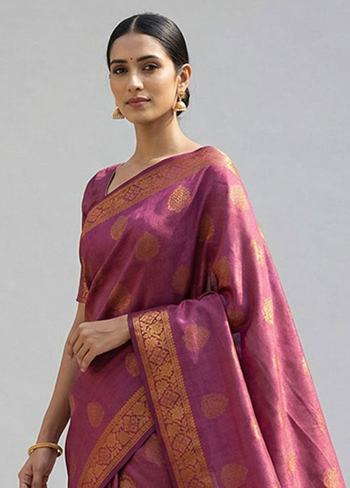 Purple Tissue Silk Saree With Blouse Piece