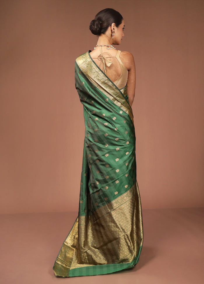 Green Kanjivaram Silk Saree With Blouse Piece