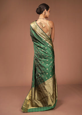 Green Kanjivaram Silk Saree With Blouse Piece